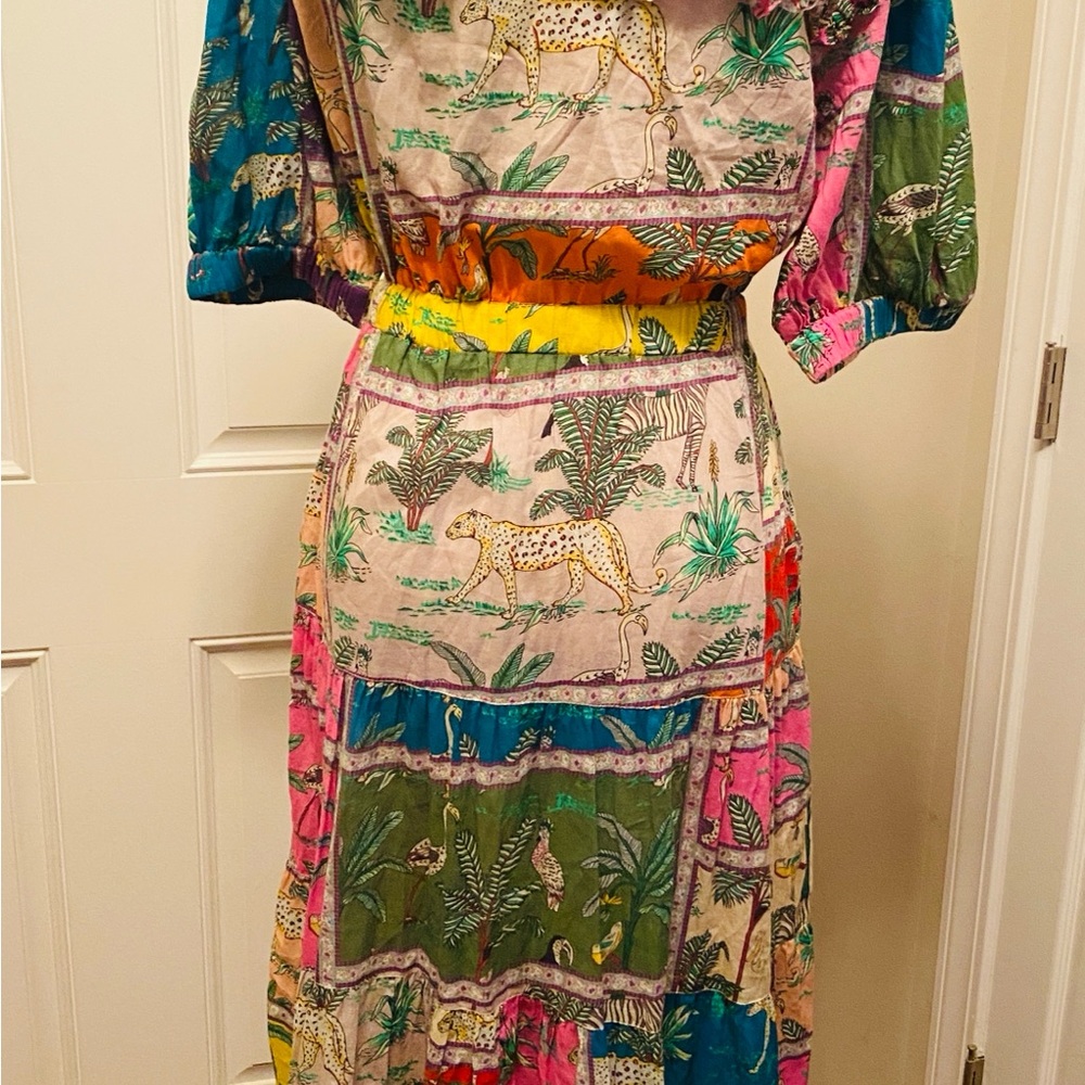 Bohemian Animal Print Midi Dress in Multicolor - Picture 5 of 15